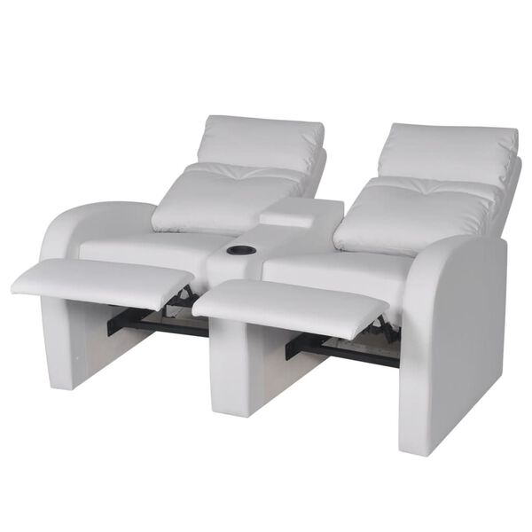 Artificial Leather Home Cinema Recliner Reclining Sofa 2-seat White