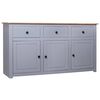 vidaXL Sideboard | Grey and natural wood | Solid pinewood | Large | Sideboard