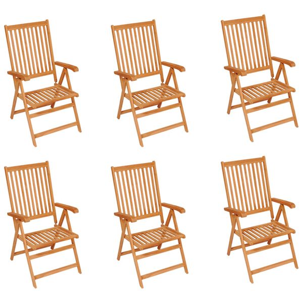 vidaXL Garden Chairs 6 pcs with Cream Cushions Solid Teak Wood