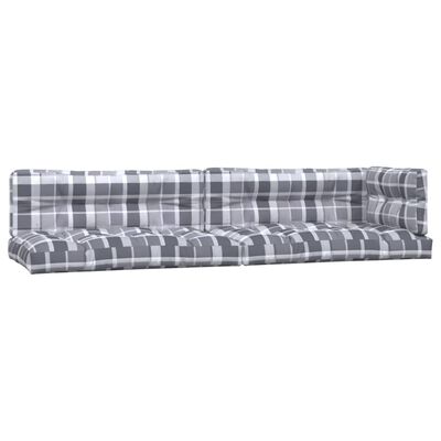 vidaXL Pallet Cushions 5 pcs Grey Check Pattern Fabric