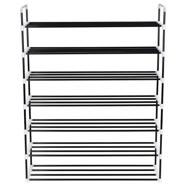 vidaXL Shoe Rack with 7 Shelves Metal and Plastic Black