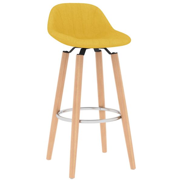 vidaXL Bar Stools 2 pcs Mustard Yellow Fabric