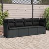 vidaXL 4 Piece Garden Sofa Set with Cushions Black Poly Rattan