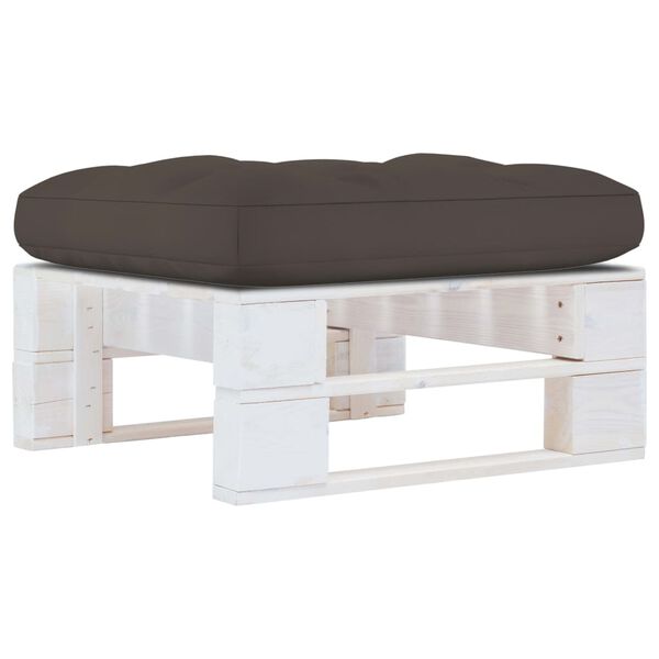 vidaXL Garden Pallet Ottoman White Impregnated Pinewood