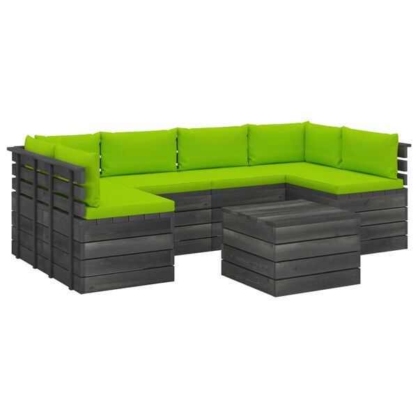 vidaXL 7 Piece Garden Pallet Lounge Set with Cushions Solid Pinewood
