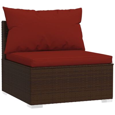 vidaXL 9 Piece Garden Lounge Set with Cushions Brown Poly Rattan