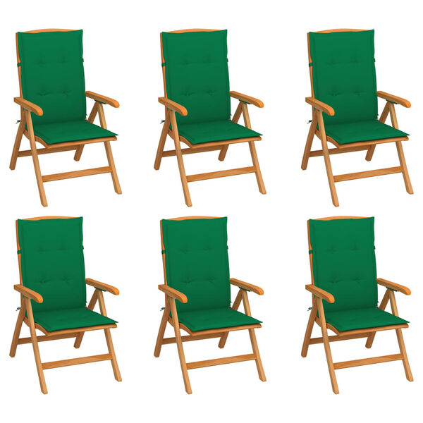 vidaXL Reclining Garden Chairs with Cushions 6 pcs Solid Teak Wood (3x48980+314109)