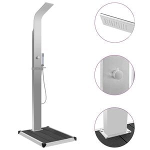 vidaXL Outdoor Shower with Tray WPC Stainless Steel