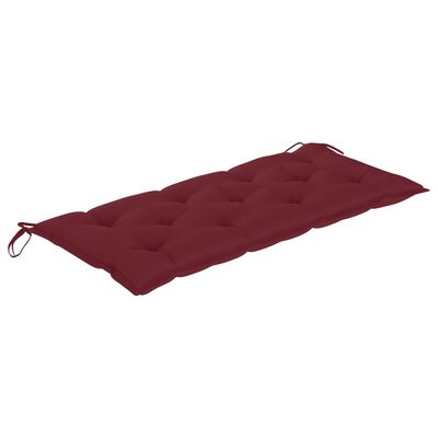 vidaXL Batavia Bench with Wine Red Cushion 120 cm Solid Teak Wood