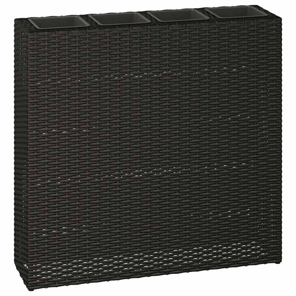 vidaXL Garden Raised Bed with 4 Pots Poly Rattan Black