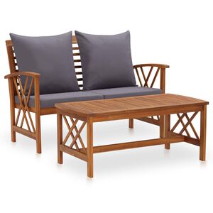 vidaXL 2 Piece Garden Lounge Set with Cushions Solid Acacia Wood