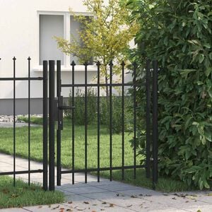 vidaXL Fence Gate "BOXTEL" Single Door with Spike Top Steel 1x1 m Black