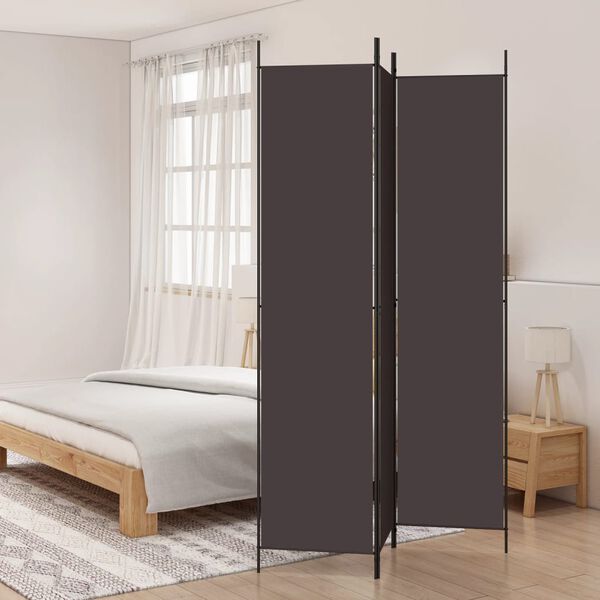 vidaXL 3-Panel Room Divider Brown 150x220 cm Fabric