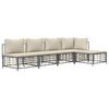 vidaXL 5 Piece Garden Lounge Set with Cushions Anthracite Poly Rattan