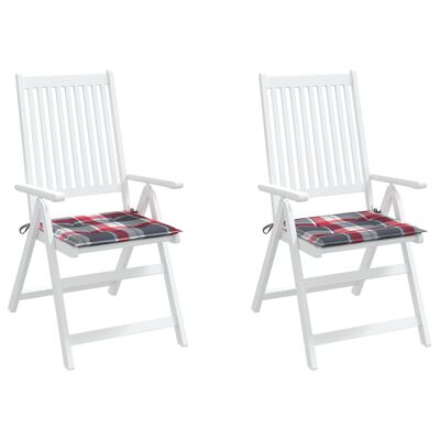 vidaXL Garden Chair Cushions 2 pcs Red Check Pattern 40x40x3 cm Oxford Fabric