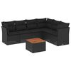 vidaXL 7 Piece Garden Sofa Set with Cushions Black Poly Rattan