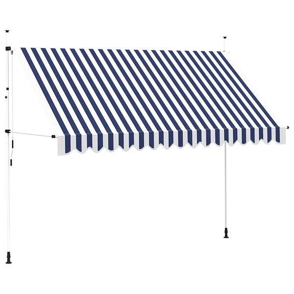vidaXL Manual Retractable Awning 350 cm Blue and White Stripes