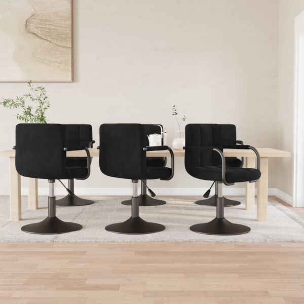 vidaXL Swivel Dining Chairs 6 pcs Black Velvet