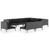 vidaXL Garden Lounge Set | Dark Grey Rattan, Black Cushions