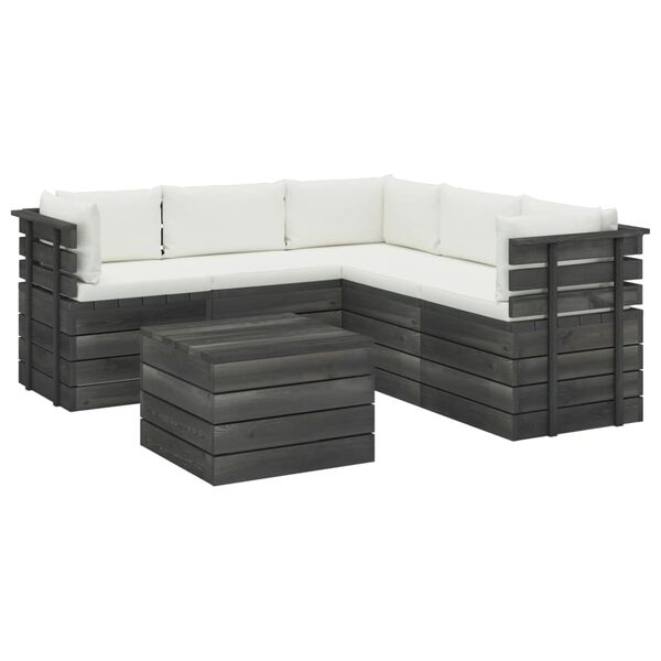 vidaXL 6 Piece Garden Pallet Lounge Set with Cushions Solid Pinewood