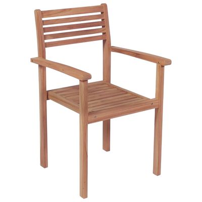 vidaXL Stackable Garden Chairs with Cushions 8 pcs Solid Teak Wood (2x43037+2x314930)