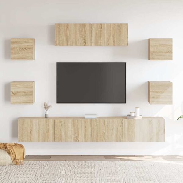 vidaXL 7 Piece TV Cabinet Set Sonoma Oak Engineered Wood