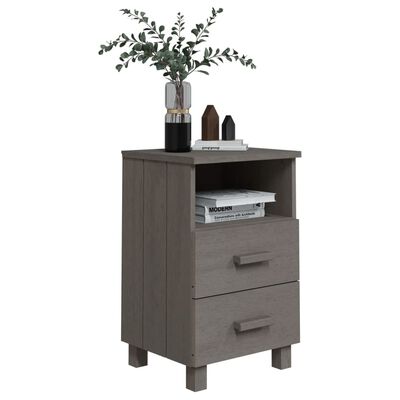 vidaXL Bedside Cabinet HAMAR Light Grey 40x35x62 cm Solid Wood Pine