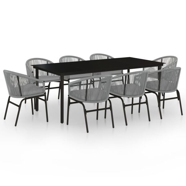 vidaXL 9 Piece Garden Dining Set Grey
