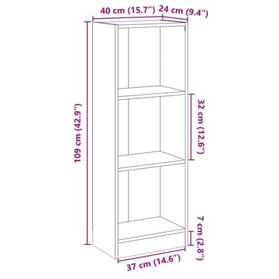 vidaXL 3-Tier Book Cabinet High Gloss White 40x24x109 cm Engineered Wood