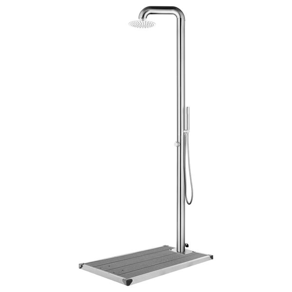 vidaXL Garden Shower with Grey Base 230 cm Stainless Steel
