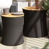 vidaXL Garden Side Tables 2 pcs with Wooden Top Black Poly Rattan