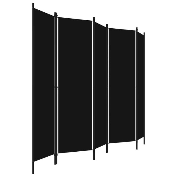 vidaXL 5-Panel Room Divider Black 250x180 cm
