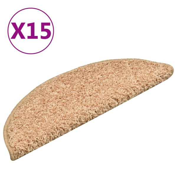 vidaXL Stair Mats 15 pcs 56x17x3 cm Gold Half Round