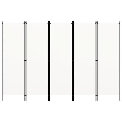 vidaXL 5-Panel Room Divider White 250x180 cm