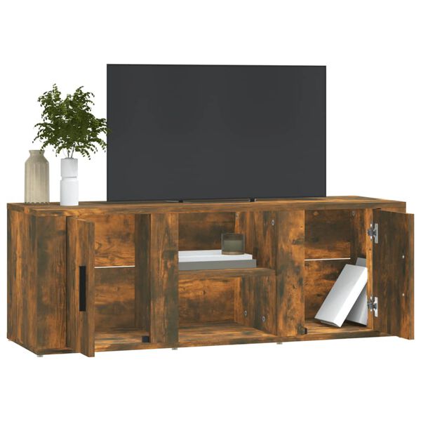 vidaXL TV Cabinet Smoked Oak 100x31.5x35 cm Engineered Wood