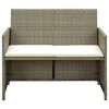 vidaXL 2 Seater Garden Sofa with Cushions Beige Poly Rattan