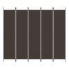 vidaXL 5-Panel Room Divider Brown 250x220 cm Fabric