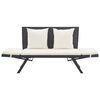 vidaXL Garden Bench with Cushions 176 cm Black Poly Rattan