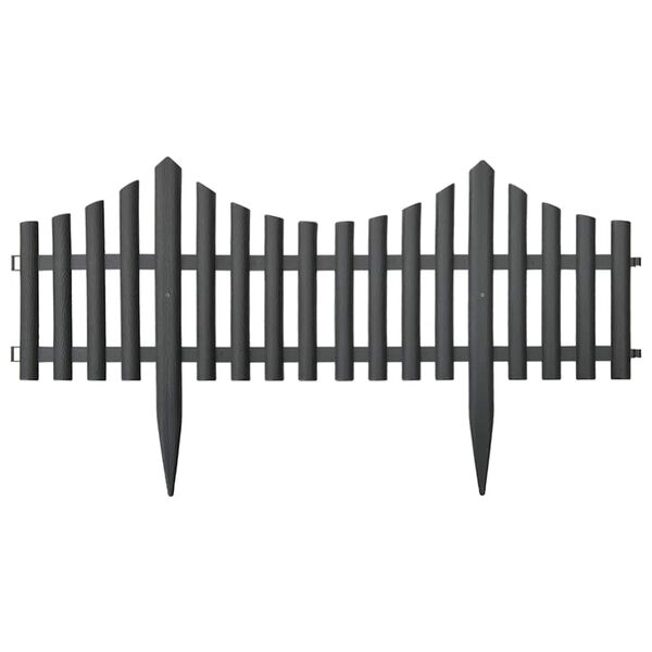 vidaXL Lawn Edgings 17 pcs Anthracite 10 m PP