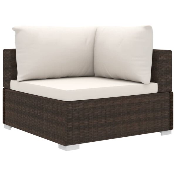 vidaXL 8 Piece Garden Lounge Set with Cushions Poly Rattan Brown