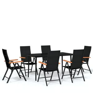 vidaXL 7 Piece Garden Dining Set Black