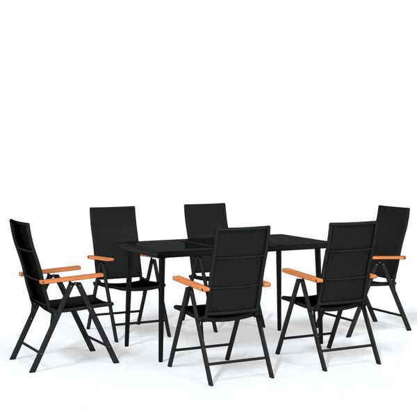 vidaXL 7 Piece Garden Dining Set Black