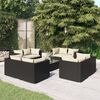 vidaXL 9 Piece Garden Lounge Set with Cushions Poly Rattan Black