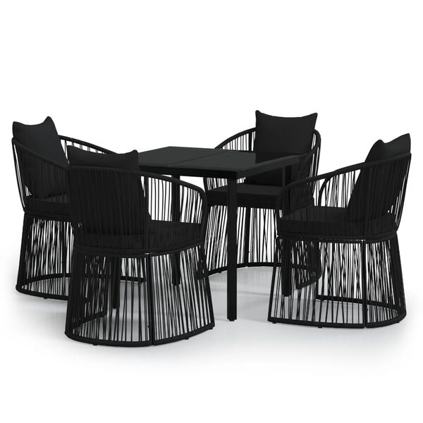 vidaXL 5 Piece Garden Dining Set with Cushions Black