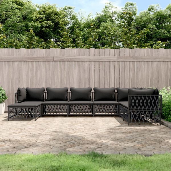 vidaXL 8 Piece Garden Lounge Set with Cushions Anthracite Steel
