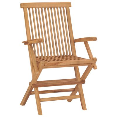 vidaXL Garden Chairs with Cream White Cushions 2 pcs Solid Teak Wood