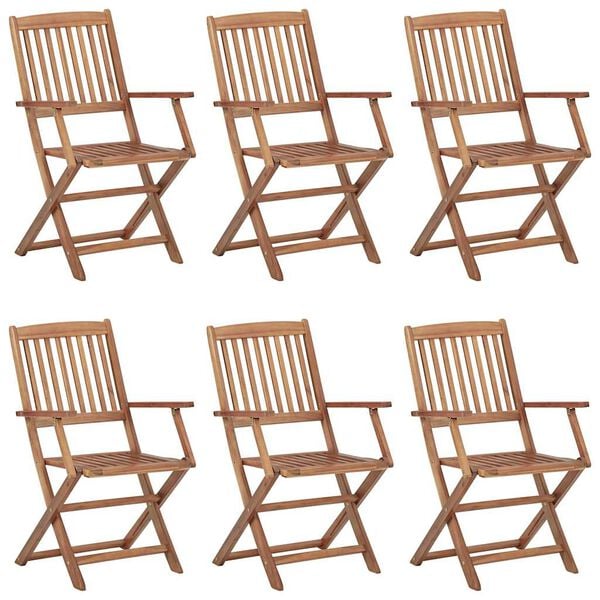 vidaXL Folding Garden Chairs 6 pcs with Cushions Solid Acacia Wood