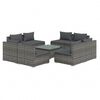 vidaXL 9 Piece Garden Lounge Set with Cushions Poly Rattan Grey