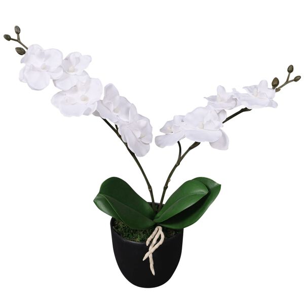 vidaXL Artificial Orchid Plant with Pot 30 cm White