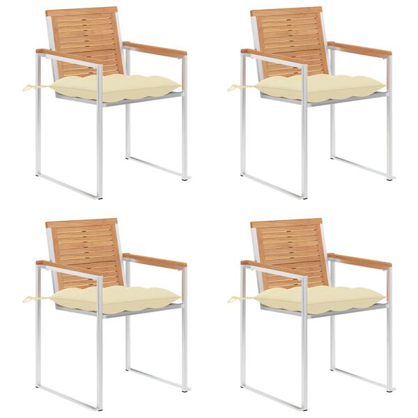 vidaXL Garden Chairs 4 pcs with Cushions Solid Teak Wood